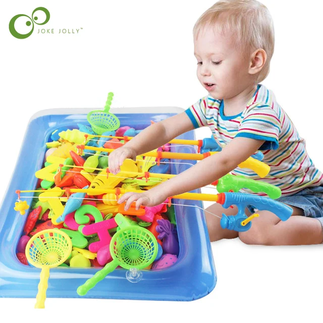 50Pcs Magnetic Fishing Toys Game for Kids 2 Magnetic Fishing Rod with 41 Plastic Floating Fish Toys for Children Play Water Toys 1