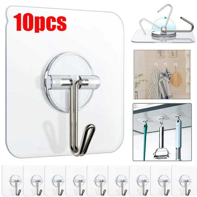 Adhesive Sticky Hooks, Self Adhesive Towel Hooks Waterproof Shower Wall  Hooks Heavy Duty Stainless Steel Bathroom Kitchen - Multi-purpose Hooks -  AliExpress