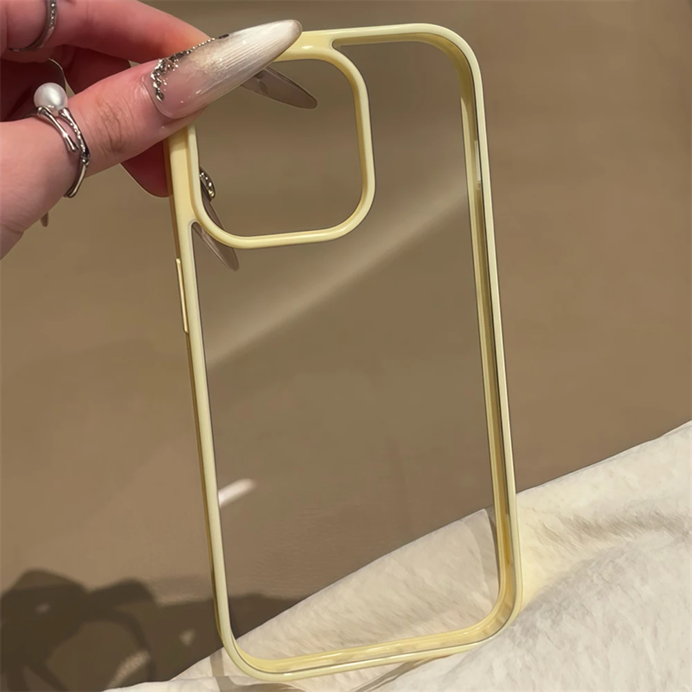 Custodia di lusso trasparente color caramello per iPhone 17 Air 16 15 14 13 12 Pro Max Plus Custodia protettiva per paraurti in acrilico trasparente