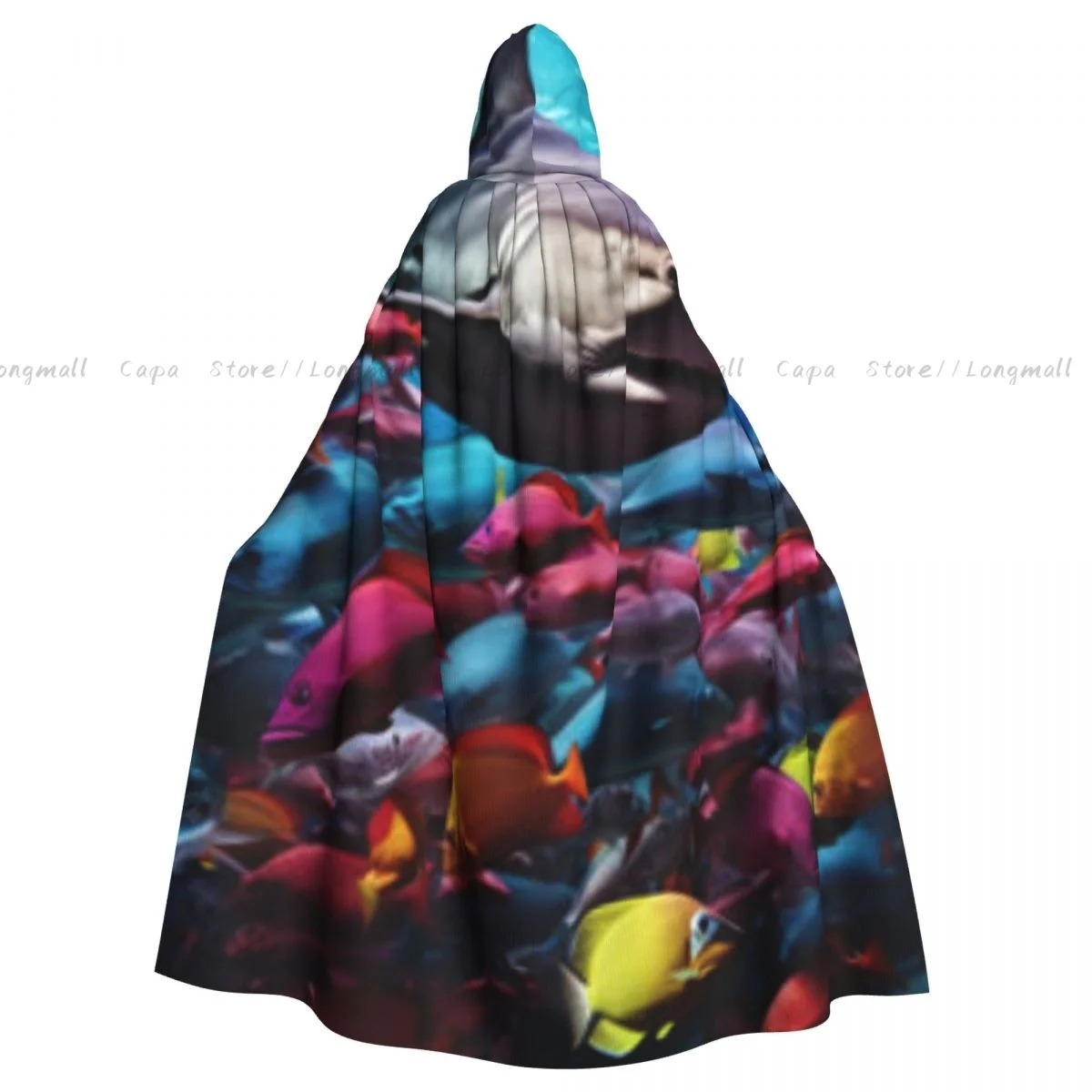 

Cosplay Medieval Costumes Sharks Amongst The Colorful Caribbean Fish Hooded Cloak Capes Long Robes Jackets Coat Carnival