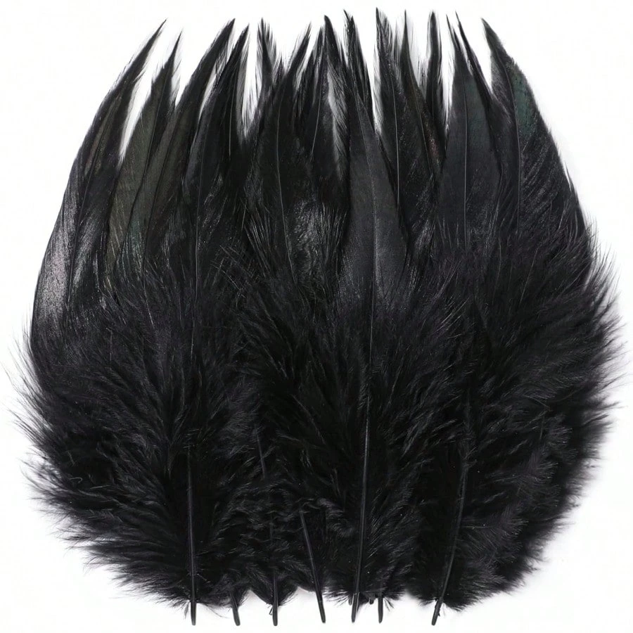 Plumes de coq noires 10-15cm, Plumes artisanales naturelles en vrac pour bricolage, attrape-rêves, décoration de Costume de fête d'halloween 1 Plumes de coq noires 10-15cm, Plumes artisanales naturelles en vrac pour bricolage, attrape-rêves, décoration de Costume de fête d'halloween 1
