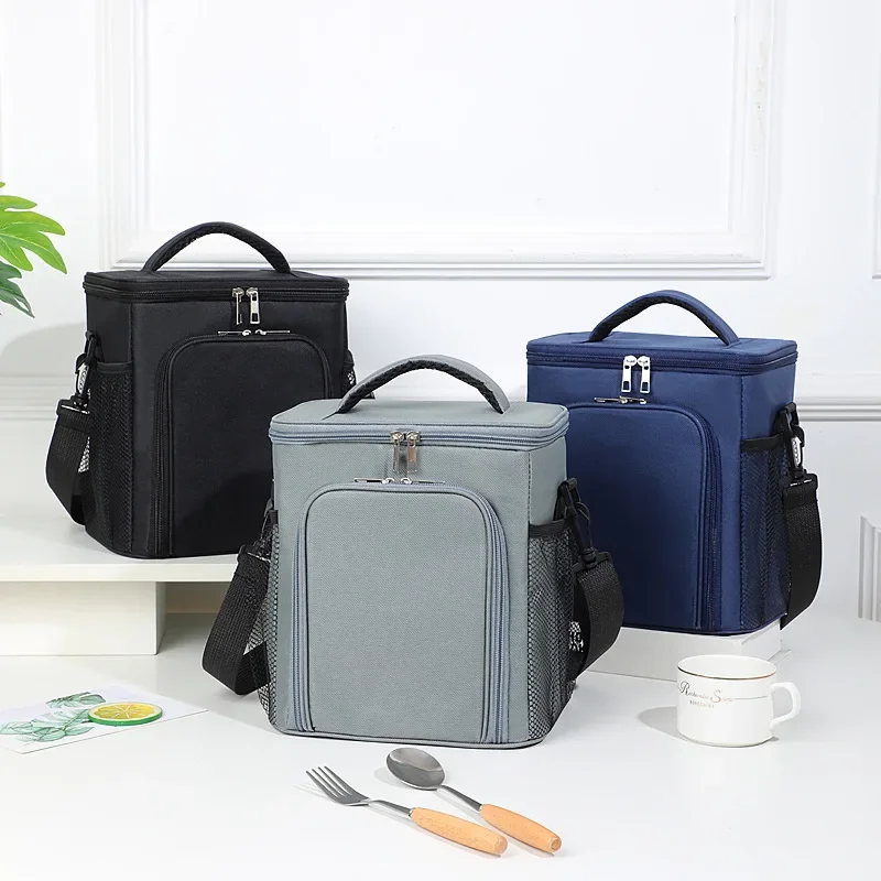 

Portable Lunch Bag Picnic Food Cooler Bags Insulated Case Durable Waterproof Office Lunch bag Shoulder Strap Cooling Box bento