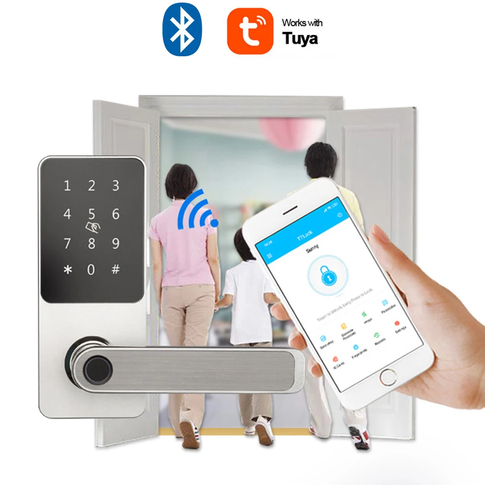 HIMOJO Fingerprint Door Lock Tuya App Password Unlock Bluetooth Electronic Digital Security Intelligent Smart Lock Anti-thefi