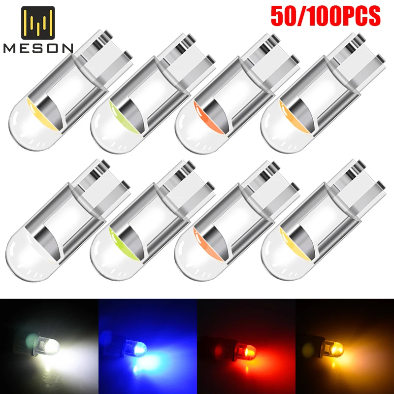 

50/100PCS T10 W5W WY5W 194 168 COB Car Interior LED Bulb Dome Reading Lamp Auto Side Wedge Marker Lights License Plate Light