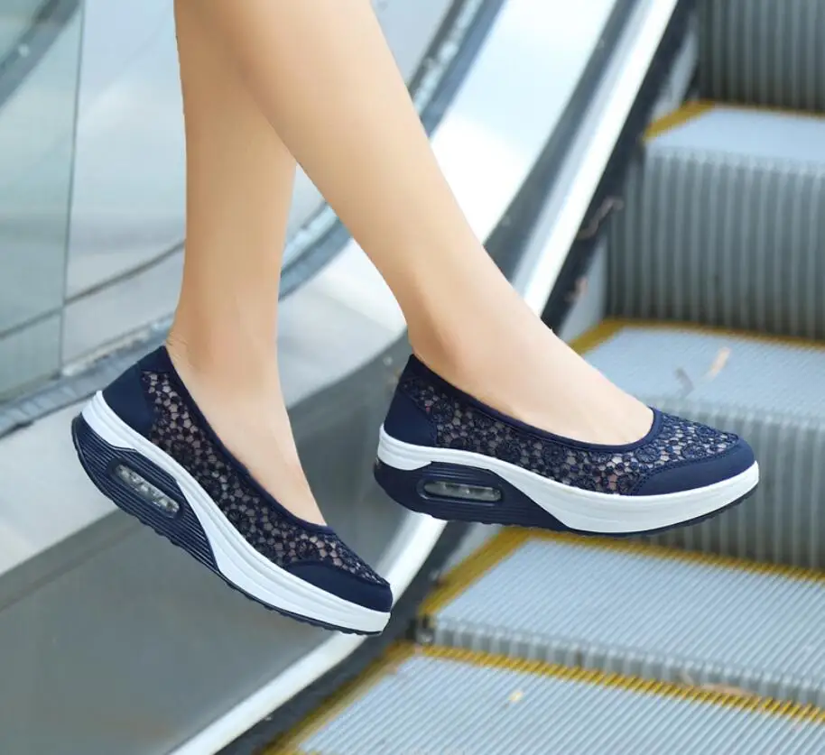 Women Shoes Breathable Flats Elastic Flat Shoes For Women Hollow out comfortable casual shoes Summer Footwear Lightweight Shoes
