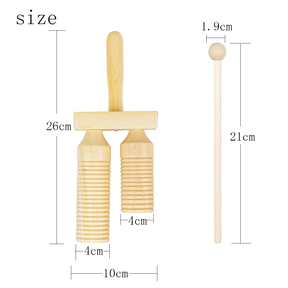 Orff percussion-wooden high and low clapper double ring early education music two-tone clapper