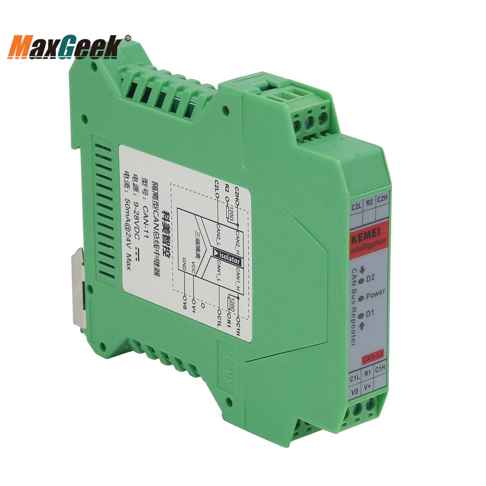 

Maxgeek CAN-11 Industrial-grade CAN Bus Repeater CAN Bus Isolator DIN Rail Mounting with 100Mbps Isolation