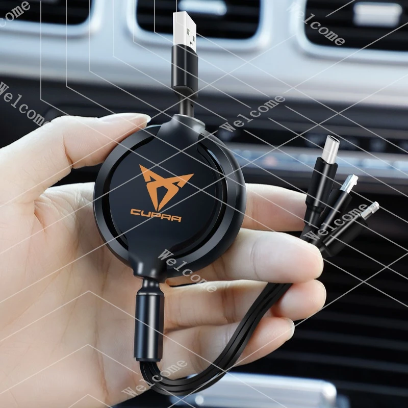 새 차량용 실내 고속 충전기 USB 데이터 케이블 (시트 쿠프라 아테카 본 레온 이비자 라발 포르멘토르 테라마르 타바스칸 밸브 코어용)