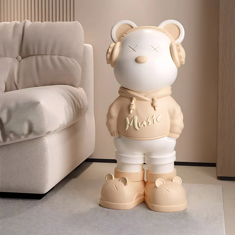 Violent Bear Large Floor Ornaments, Cool Headphones, Cream Style, Living Room, TV Cabinet, Sofa, Home Decorations 3