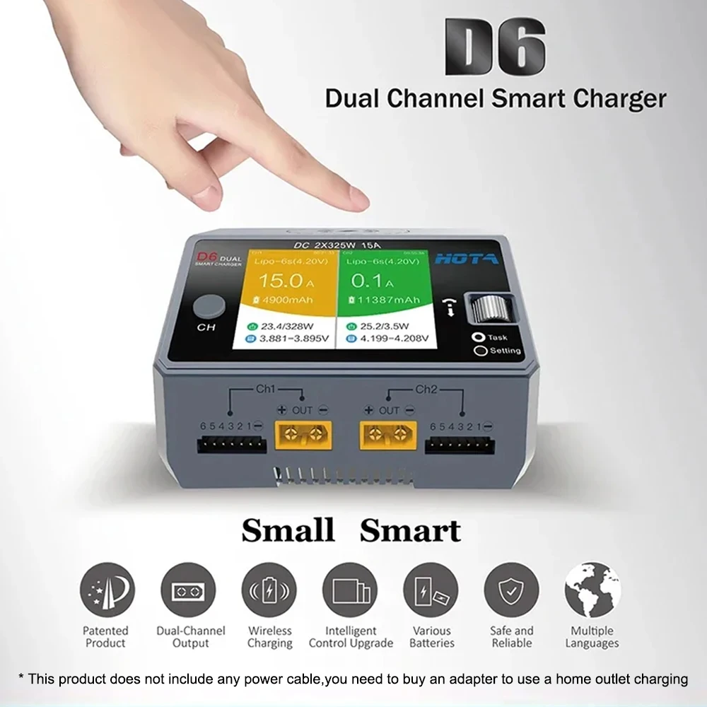 HOTA D6 Dual Smart Charger 15A DC650W with Built-in Micro USB Port for Lipo LiIon NiMH Batteries Compatible with iPhone Samsung thumbnail 2