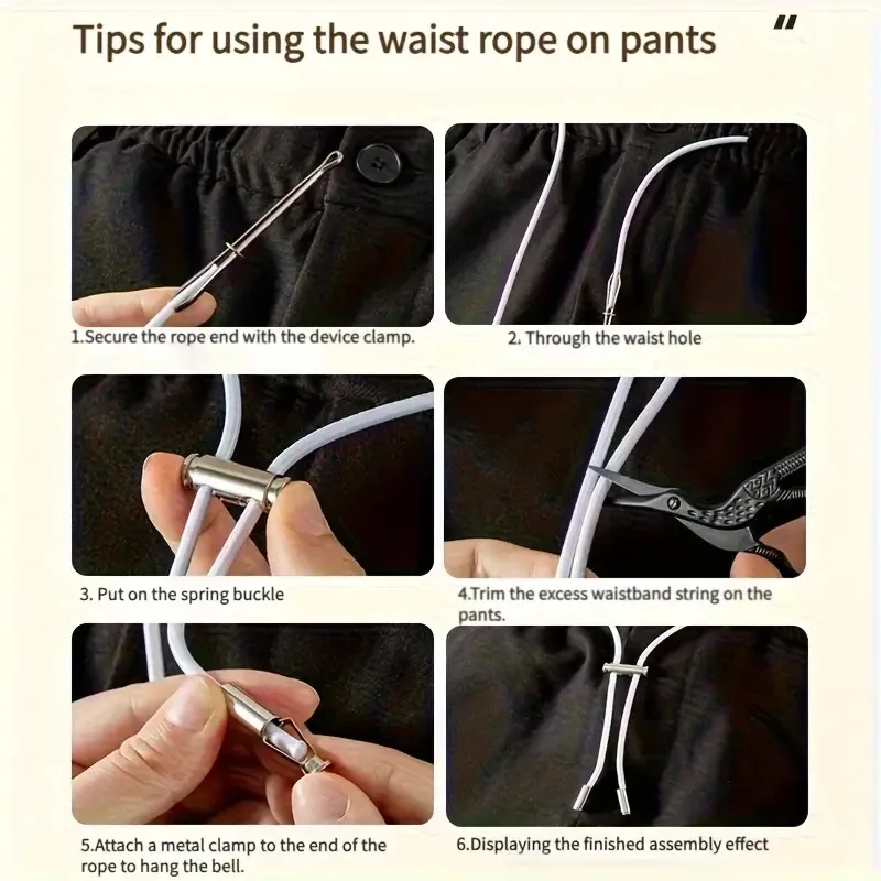 Strong Elastic Band 2M Sweatpants Waist Drawstring Strap With Threading Device Cord Lock Stopper DlY Sewing Band Accessories