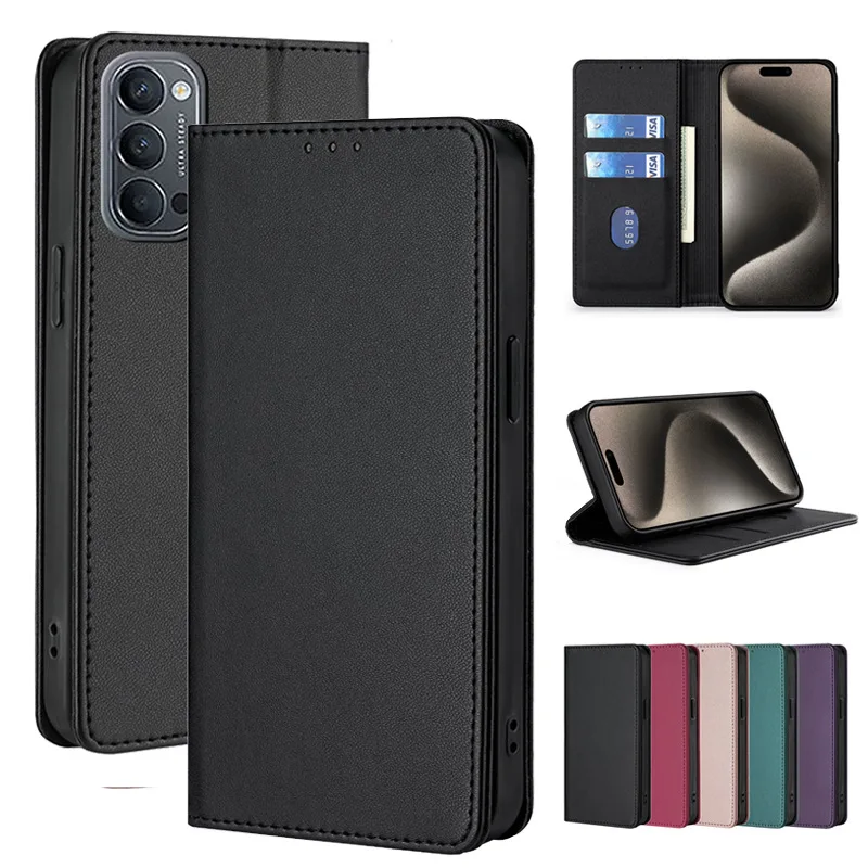Magnetic Leather Flip Wallet Phone Case with Card Slots