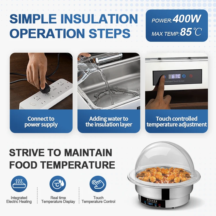 Description Picture 3 of itemSilver Serving Stainless Steel Equipment Food Warmers Buffet Chafing Dish Chaffing Dishes Luxury Electric Heating Buffet Dish