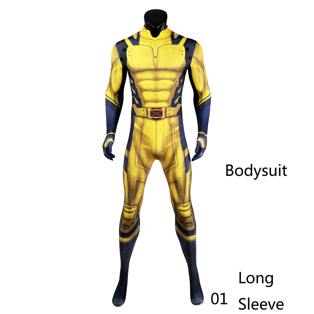 thumbnail image 1 of Disfraz de Cosplay de Wolverine, mono de James Howlett, conjunto de armadura de hombro, mono Zentai con impresión 3D, traje de superhéroe para Halloween para hombre, 1 of 5