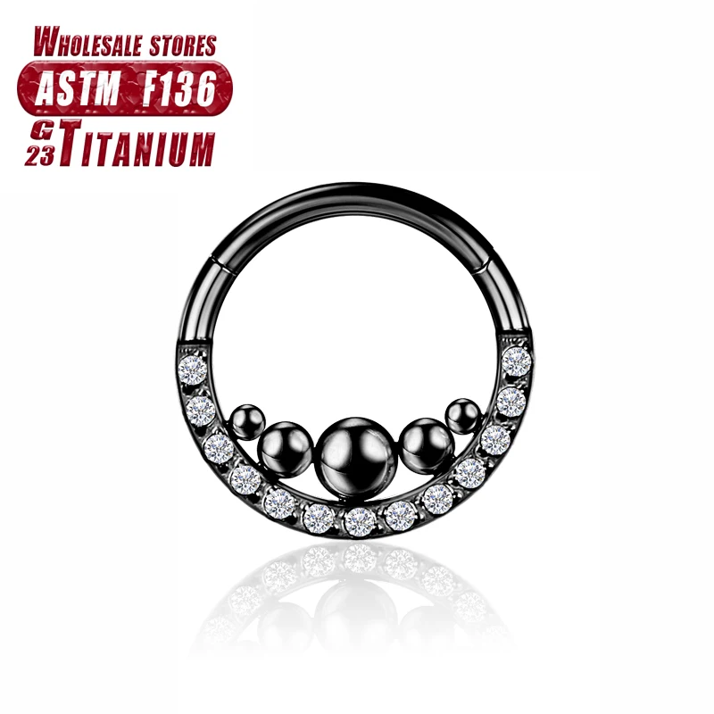 G23 Titanium Flower Nose Rings Hoop Zircon Piercing Diaphragm Tragus Cartilage Ear Perforated Clicker Ladies Lip Body Jewelry