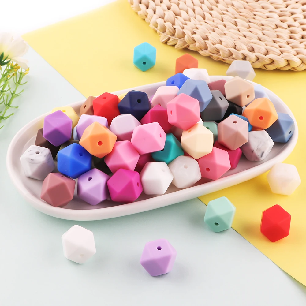 Silicon Beads 10Pcs 14mm Hexagon For Jewelry Making DIY Necklace Bracelets Keychain Handmade Accessories