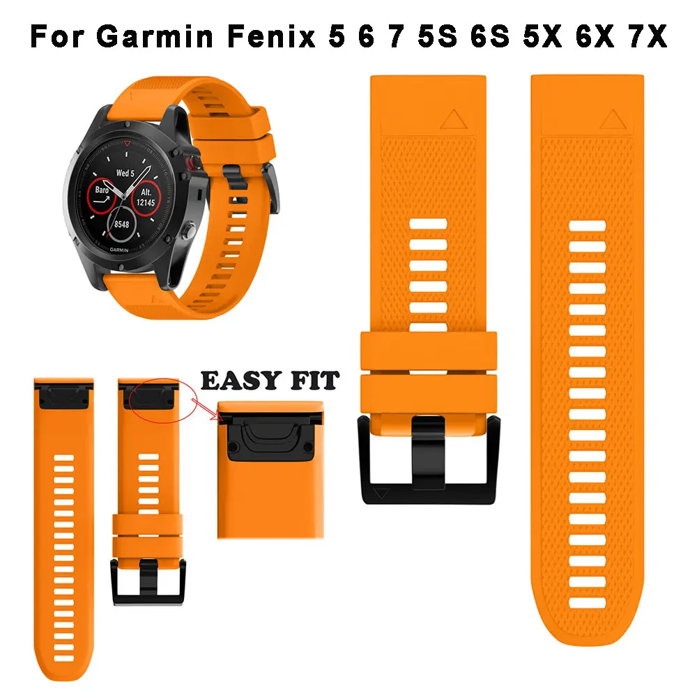 

20 22 26mm Strap For Garmin Fenix 3 5 6 7 5S 6S 5X 6X 7X Plus Forerunner 935 945 Wristband Silicone Smartwatch Bracelet Band