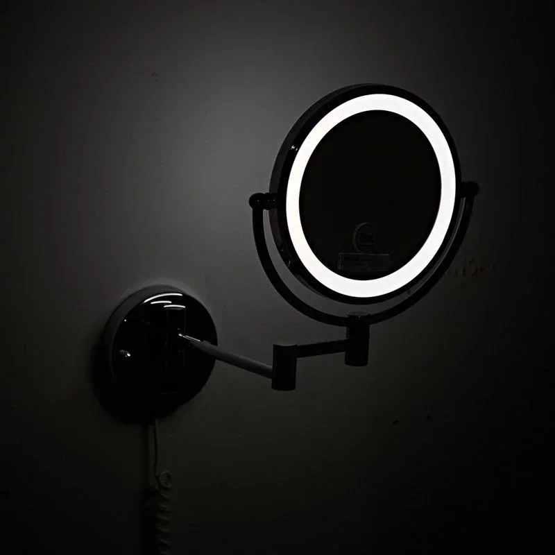 Bathroom Makeup Mirrors Wall Extending Folding Double Side LED Light Magnification Bath Mirror  Hotel Folding Bathroom Mirror 2