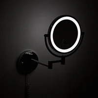 Bathroom Makeup Mirrors Wall Extending Folding Double Side LED Light Magnification Bath Mirror  Hotel Folding Bathroom Mirror 2