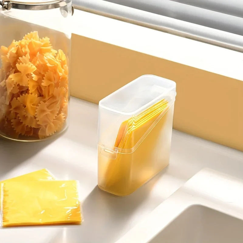 1pc/2pcs cheese slice storage box, butter storage refrigerator fresh-keeping box, coffee and tea bag desktop organizer box 5