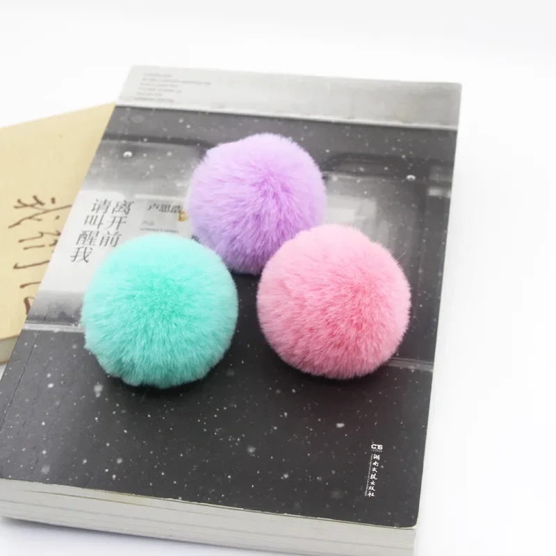 Pom poms craft supplies keychain real fur ball