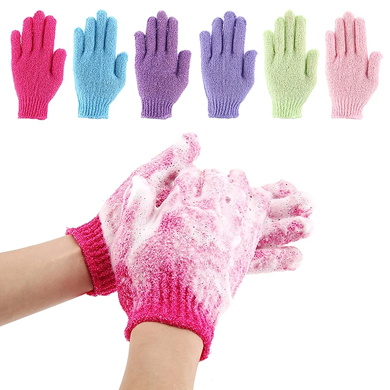 Description Picture 4 of item1pair Foam Rubbing Mud Peeling Exfoliating Five-Finger Bath Gloves Shower Scrub Cleaning Body Massage Glove Bath Accessories