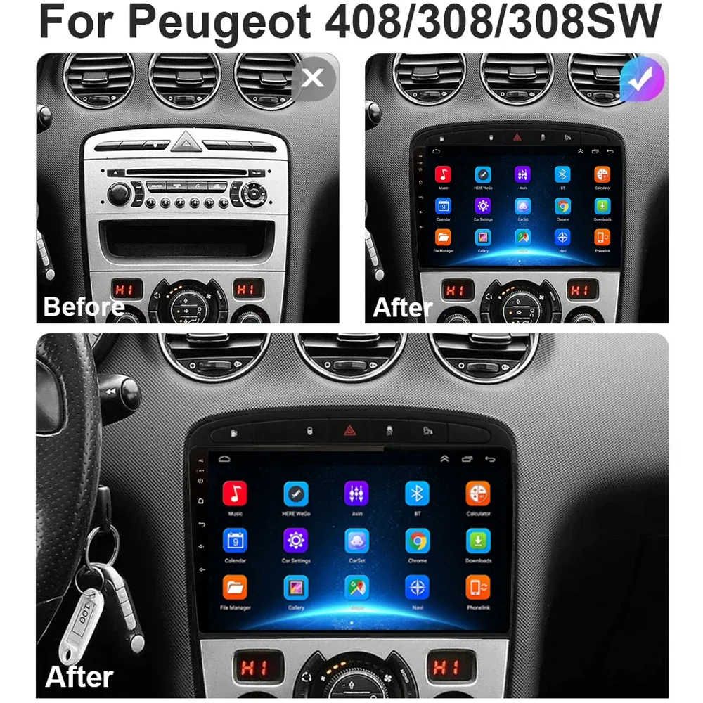 Android 13 Car Radio Multimedia Player for Peugeot 408 for Peugeot 308 308SW 2din Android Car Player NO DVD GPS RDS DSP