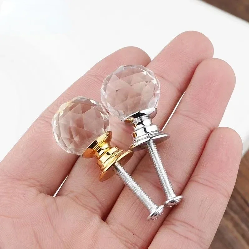 Description Picture 3 of item20mm 30mm 40mm 50mm Crystal Ball Design Clear Crystal Glass Knobs Cupboard Drawer Pull Kitchen Cabinet Wardrobe Handles Hardware
