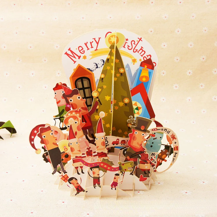 Christmas 3D Pop Up Flowers Car Greeting Cards Thank You Card Valentine Anniversary Birthday Party Invitations Card Paper Craft