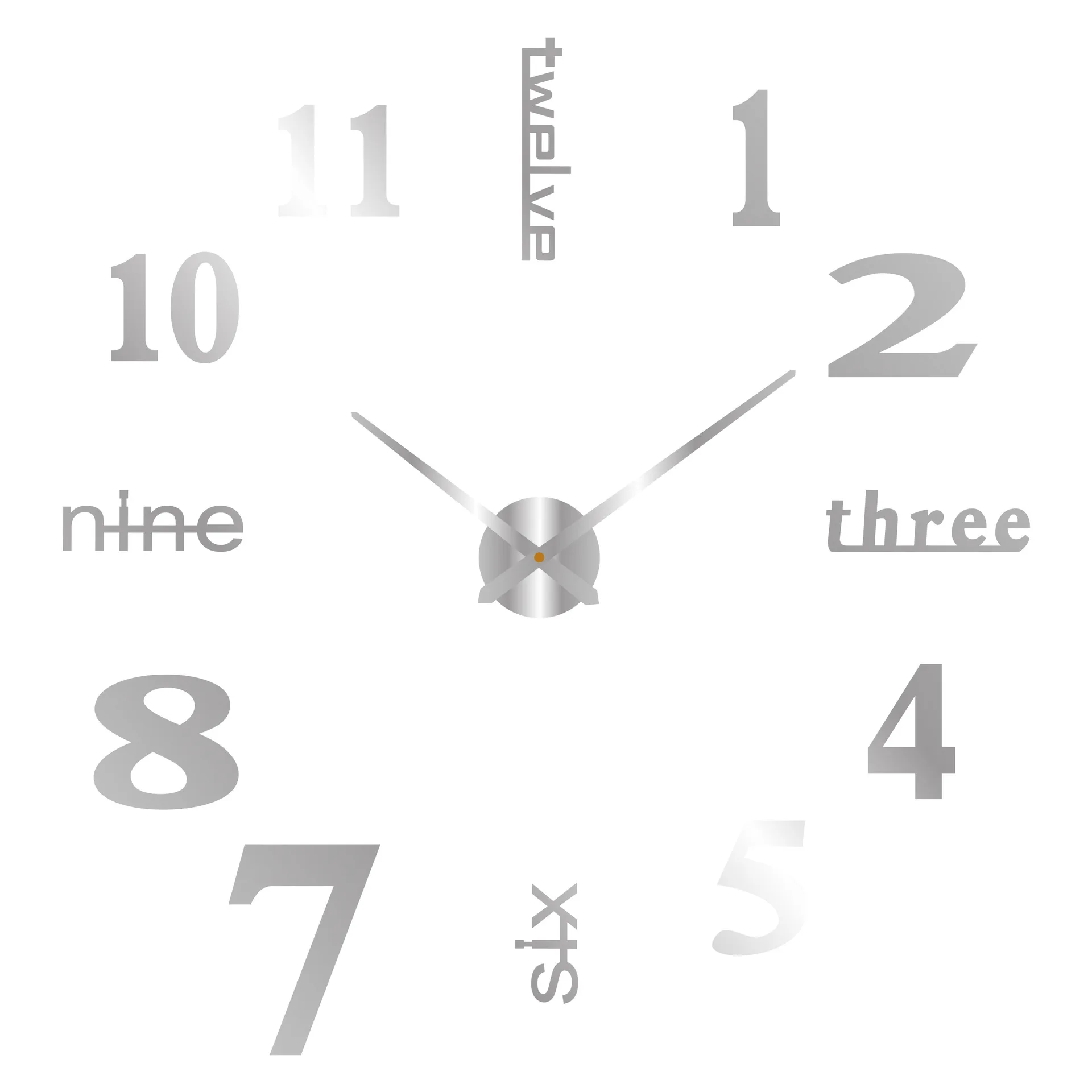 Soundless 90 To 120cm Large-sized 3D Number Poster Home Decoration DIY Wall Clock For Living Room Bedroom Study Hotel Big Decor 5
