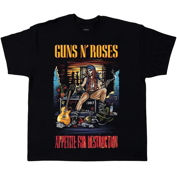 Guns N' Roses T-Shirt Dell'Appetito Per La Distruzione Rock Tour Black Vintage Band Tee
