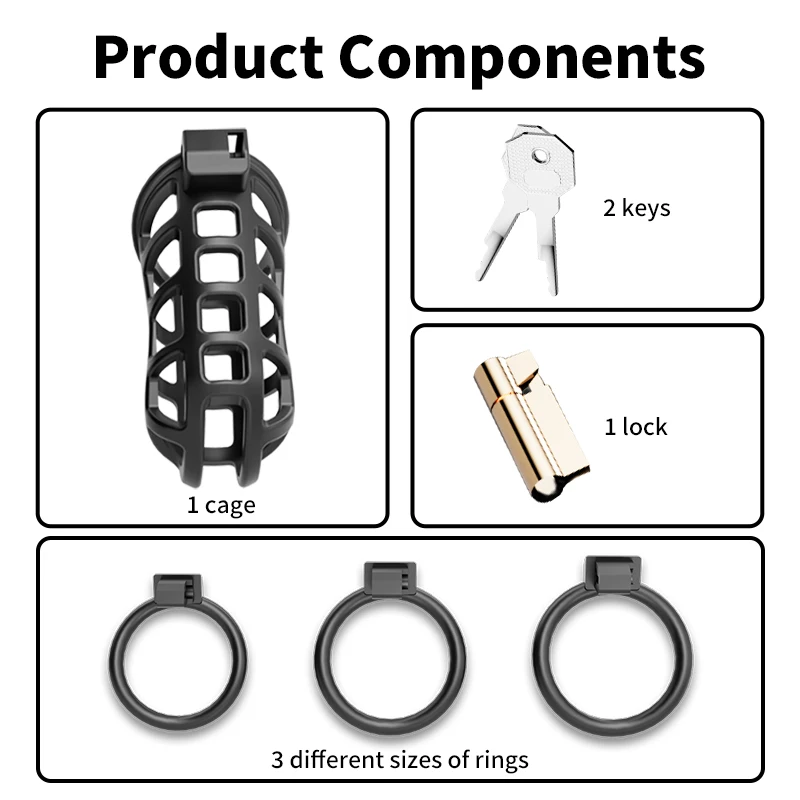 Male Chastity Cage Large Chastity Device 3 Sizes Rings Invisible Lock for Man Penis Exercise Bondage Gear & Accessories penis chastity cage chastity lock sex toy chastity cage accessory male female sex toy
