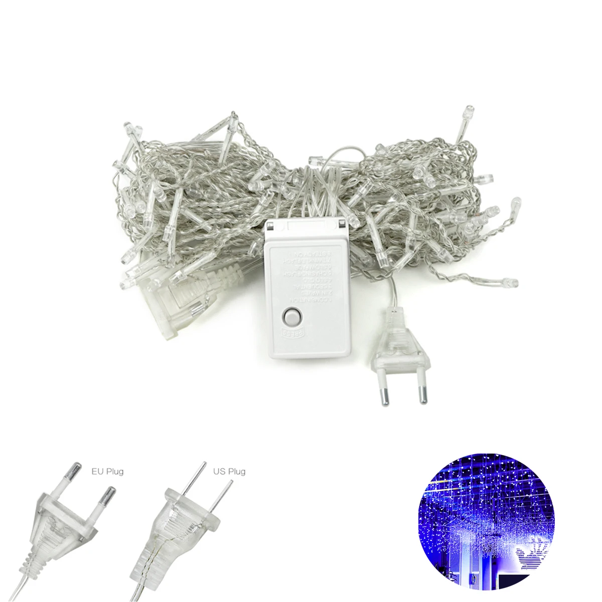 Dekoracje Ślubne Kurtyna LED 5M Lampki Sznurkowe Icicle Świąteczne Zewnętrzne Wiszące 0.4-0.6m Dekoracja Uliczna Girlanda Oświetleniowa 110V 220V