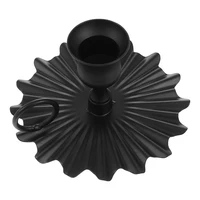 1PC Holder Iron Taper Candlestick Candleholder Black Metal Pillar Plate Holders Stand Christmas Wedding Desktop Cast Decor Fan 3
