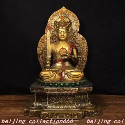

11" Tibet bronze Gilt painted Jizo Ksitigarbha bodhisattva Hades Leader statue