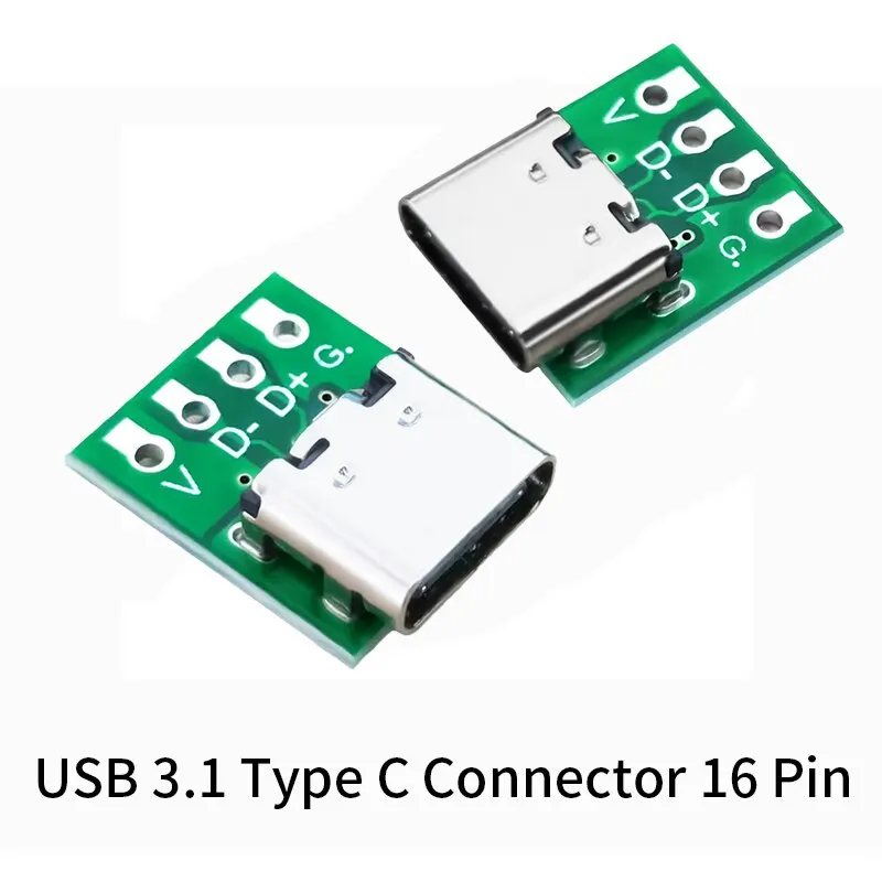 10/5/1Pcs Type c connector TYPE C USB 3.1 16 Pin Test PCB Board Plate Adapter Socket For Data Line Wire Cable Transfer