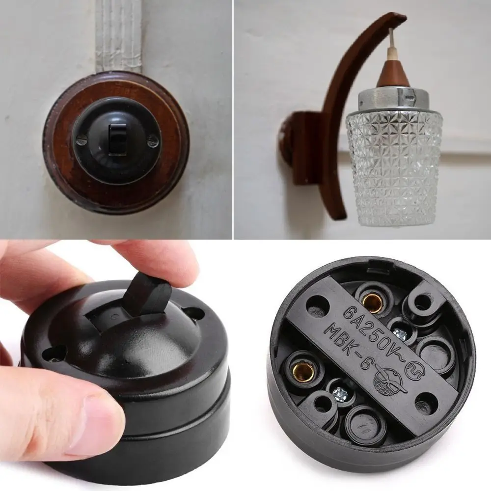 Description Picture 2 of itemRetro Toggle Switch Single-control Lamp Switch Round Surface Mounted Wall Light Switch Old-fashioned 6A Button Switch Starters