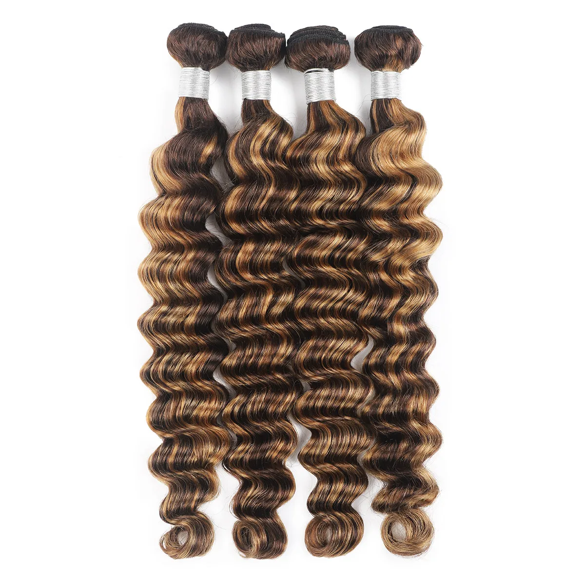 Highlight Loose Deep Wave Bundles Brazilian 30 Inch Human Hair Bundles P4/27 Ombre Brown Blonde Weave Hair Extensions