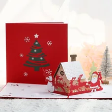 3D Greeting card Christmas Tree, Santa Claus, Elk Greeting Card Creative Christmas Student Gifts event gifts 5pcs