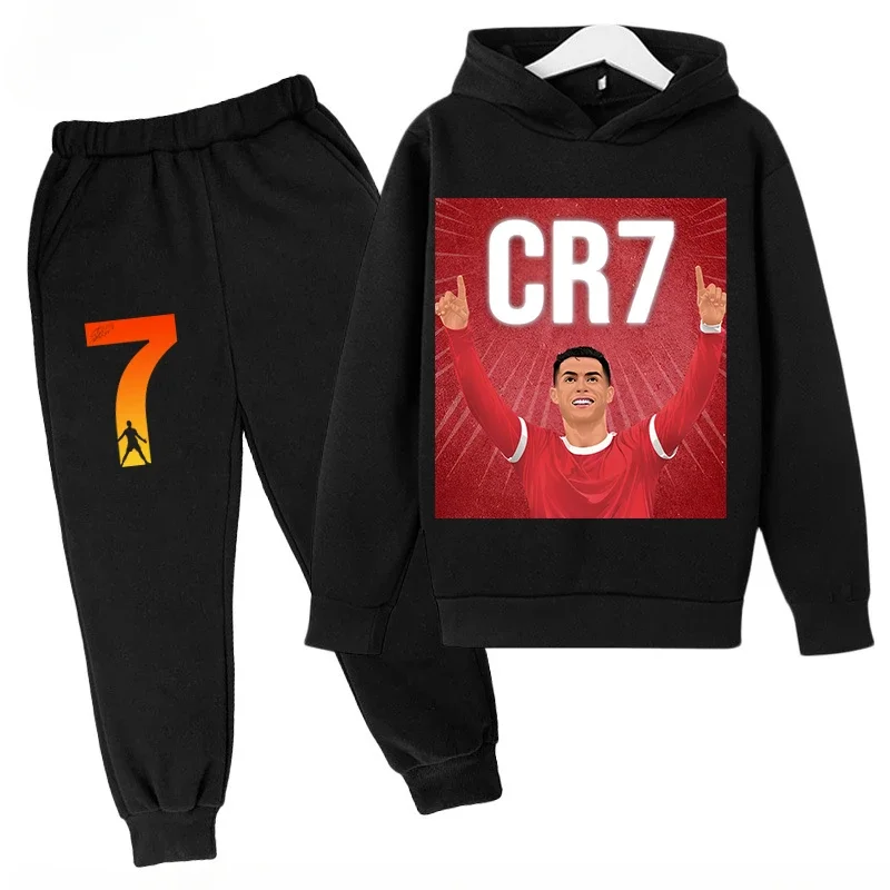 thumbnail image 1 of Conjunto de sudadera y pantalones deportivos para niños, conjunto de 2 piezas para niños y niñas, ropa para niños con estampado de avatar de Ronaldo, 1 of 5