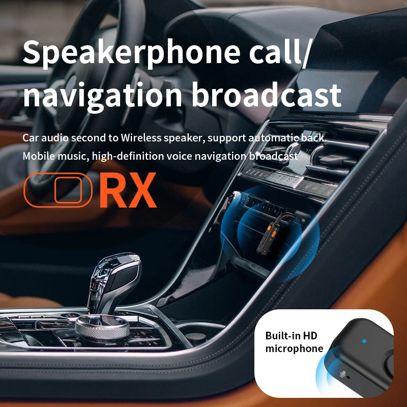 Wireless Bluetooth 5.4 Audio Transmitter & Receiver with HD HiFi Stereo and Built-in Mic