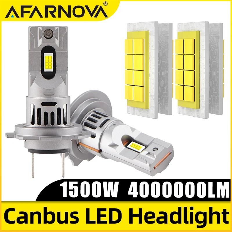 1500W Canbus H7 LED Car Headlights 1:1 Mini Size LED Bulb 6000K 4000000LM Auto Lamp Fog Light 9035 CSP Wireless Car With Fan