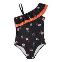 Baby Girls Swimwear Summer Bikini Set Sun Protection Kids Cute Floral Toddler Learn Swimming Suits One-Piece Ruffle Swimsuit 2
