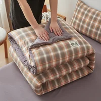 Couette nordique en coton 100% pour lit double, couette d'hiver King size 220x240 cm, couette à carreaux d'hiver queen simple 4