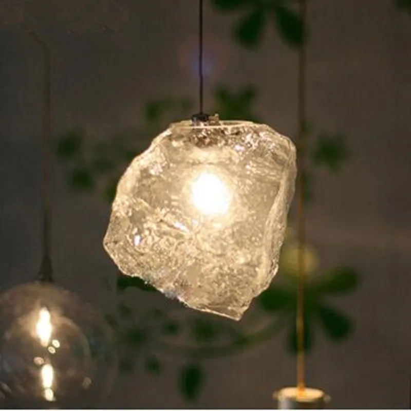 Nordic personalized art chandelier creative ice glass chandelier LED fashion bar table lamp restaurant chandelier entrance light 5