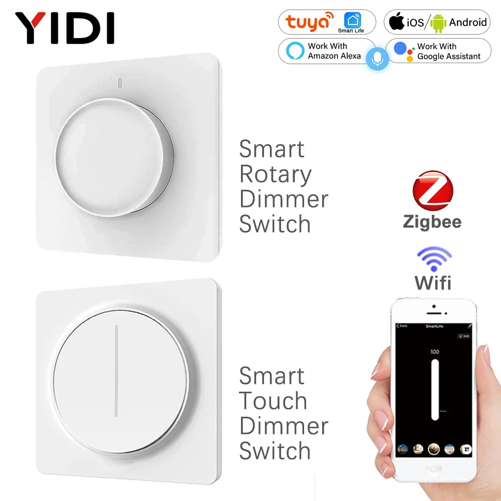 WiFi ZigBee สมาร์ทโรตารี/สวิตช์หรี่ไฟสัมผัส Smart LifeTuya APP รีโมทคอนโทรลไร้สายควบคุมเสียงทํางานร่วมกับ Alexa Google Assistant 1