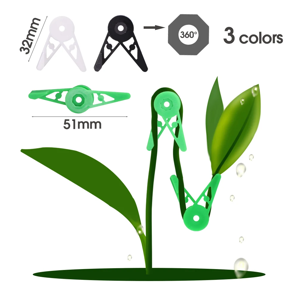 Plant Clips 10-100PCS Plant Branches Bender Garden Stem Trainer Clips 360 Degrees Adjustable Planter Holder for Low Stress Training Tools