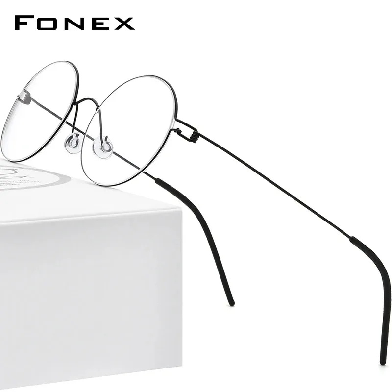 FONEX Eyeglasses Frames Screwless Eyeglasses Frame Men Round Denmark Korean Glasses Frame Women Titanium Alloy Eyewear 98607 eyeglasses frames