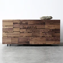 

GY Multi-Drawer Cabinet Nordic Chest of Drawers Solid Wood Side Cabinet Storage Simple Black Walnut Modern TV Cabinet