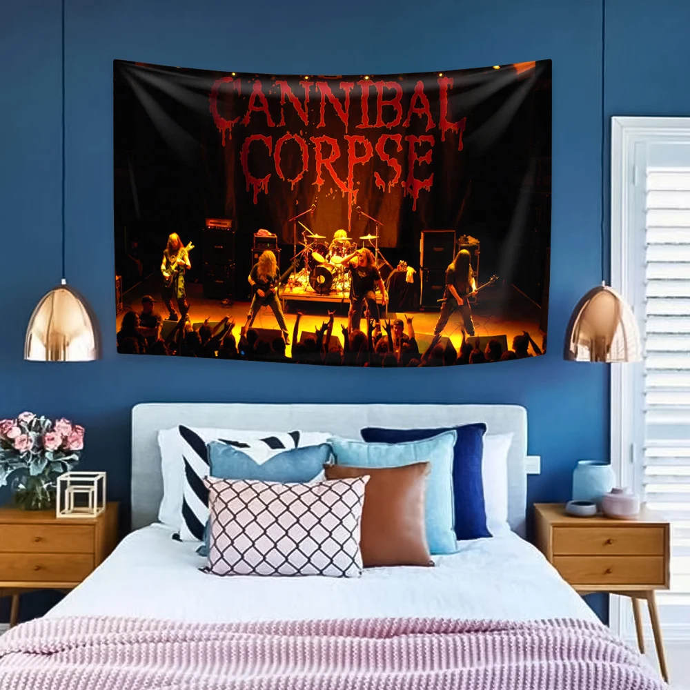 Tapestry Decorations Heavy Metal Band Tapestry Cannibal Corpse Rock Music Home Decor Aesthetics Wall Hanging Covering Cloth Dormitory Background